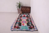 Long entryway Boucherouite berber rug 3 FT X 8.4 FT
