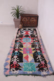 Long entryway Boucherouite berber rug 3 FT X 8.4 FT