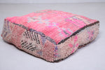 Two moroccan berber hamdmade red rug poufs