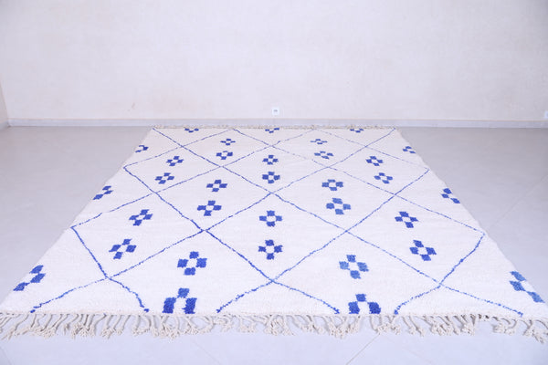 Blue and white moroccan custom carpet – Handmade geometric design