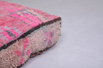 Two moroccan berber hamdmade red rug poufs