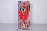 Vintage handmade moroccan berber rug 2.4 FT X 7.6 FT