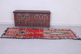 Vintage handmade moroccan berber rug 2.4 FT X 7.6 FT
