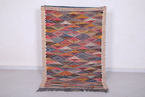 Colorful moroccan handwoven kilim 3.5 FT X 5.2 FT