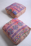 Two azilal handmade azilal berber rug old poufs