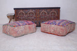 Two azilal handmade azilal berber rug old poufs