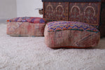 Two azilal handmade azilal berber rug old poufs