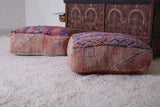 Two azilal handmade azilal berber rug old poufs