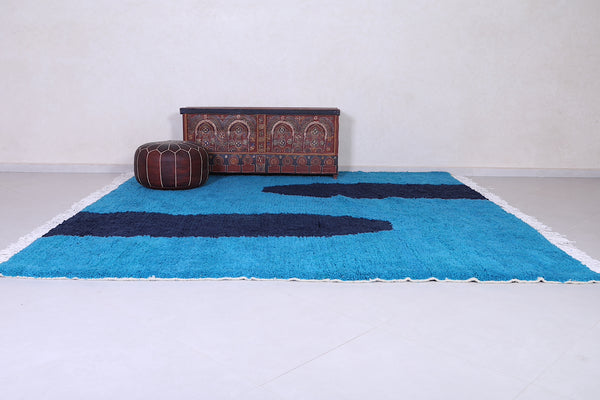 Handmade blue custom berber rug – Moroccan wool carpet