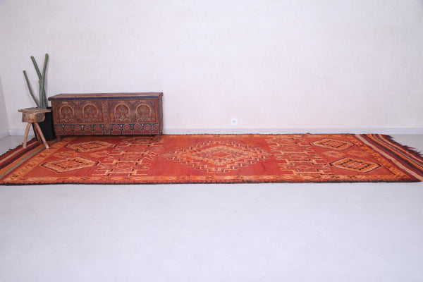 Vintage handmade Moroccan hallway rug – 5.1 x 14.5 FT, warm geometric design