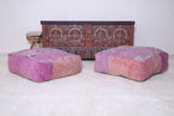 Two handmade berber rug moroccan azilal poufs