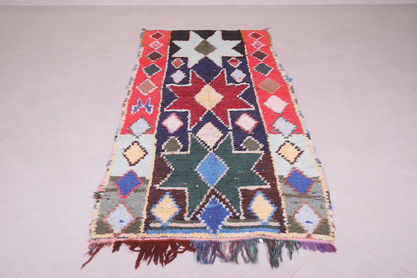 Vibrant small berber boucherouite runner rug – 3.5 FT x 8.1 FT | Handmade Moroccan rug