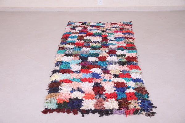 Colorful boucherouite Moroccan rug – 3 x 7.6 ft, handmade patchwork design