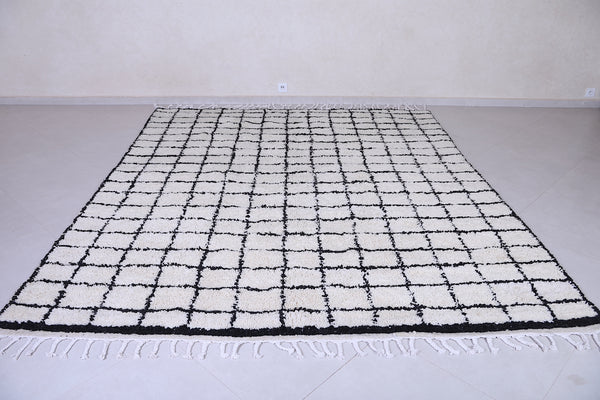 Custom Plaid Moroccan carpet - Handmade Berber rug - Black and white Moroccan rug