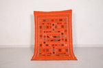Orange flatwoven moroccan berber rug - 3 FT X 4.9