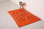 Orange flatwoven moroccan berber rug - 3 FT X 4.9