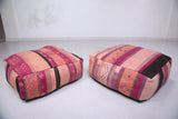 Two Moroccan kilim handmade berber poufs