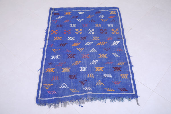 Vintage Moroccan Handwoven Kilim 3 FT x 4.4 FT – Traditional Wool Rug