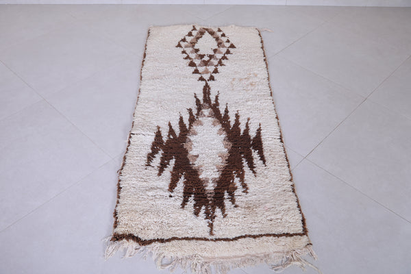 Vintage Moroccan runner rug – 2.2 x 5.3 FT, neutral tribal pattern