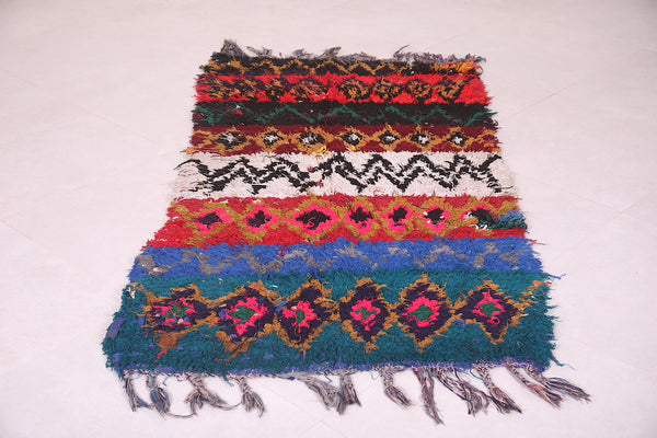Handmade Moroccan boucherouite runner carpet - 3 FT X 6.1 FT | Vibrant berber style