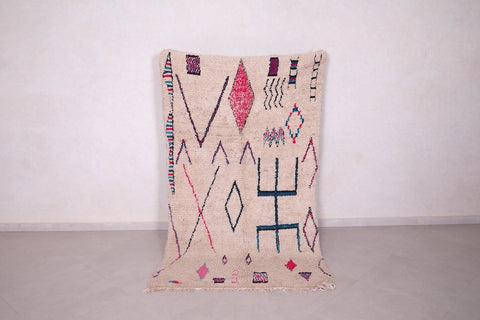 Berber handmade moroccan old carpet , 4.2 FT X 7.1 FT