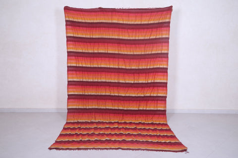 Moroccan colorful handwoven fabric 5.6 FT X 9.4 FT