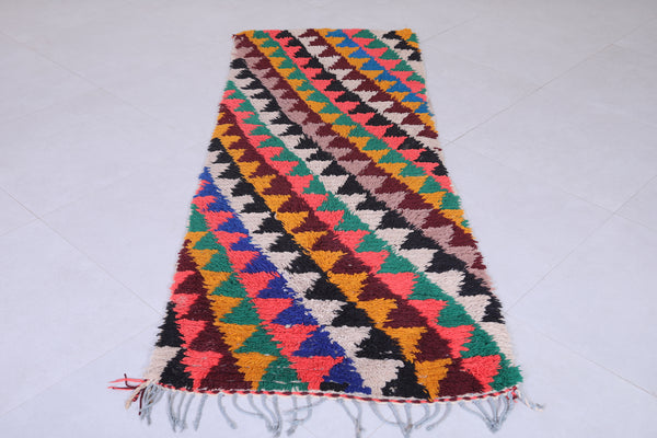 Moroccan Shag Rug – Vibrant Triangular Design 2.5 x 6.8 FT