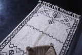 beni ourain all wool berber moroccan carpet 3.2ft x 4.9ft