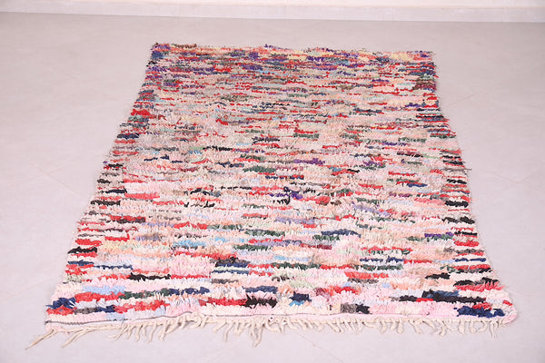 Handwoven Moroccan boucherouite rug - 4.3 FT X 7.4 FT | Eco-friendly berber carpet