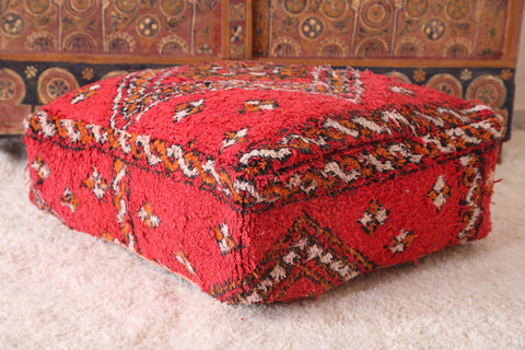 Moroccan KIlim handmade berber red rug Pouf