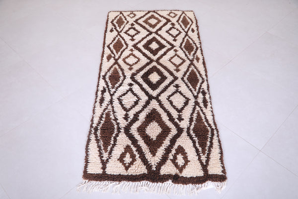 Vintage handmade Moroccan runner rug – 2.6 x 5.9 FT, Geometric Diamond Pattern
