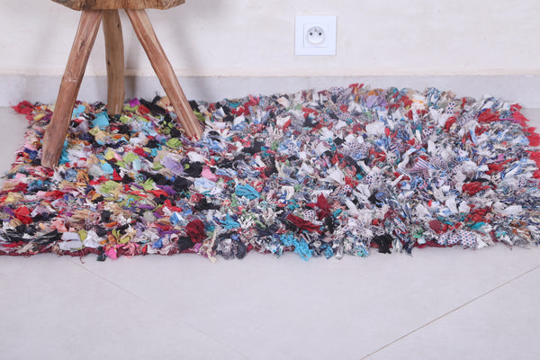 Vintage Moroccan Boucherouite Rug – 2.2 x 3.3 ft | Handmade & Eco-Friendly
