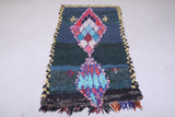 Vintage handmade moroccan boucherouite rug 3.2 FT X 6.7 FT