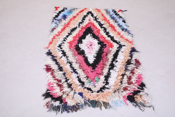 Handmade Colorful Boucherouite Rug – 3 x 5.5 ft | Moroccan Boho Carpet