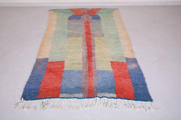 Vintage handmade Moroccan berber contemporary rug – 4.5 x 7.7 ft | Colorful modern design carpet