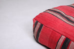 Two Moroccan handmade red woven kilim poufs