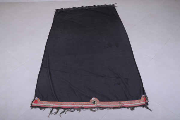 Black vintage handwoven fabric 4 FT X 7.6 FT