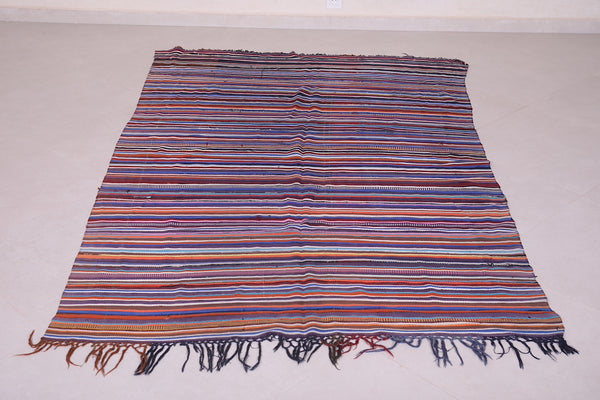 Colorful handwoven berber Moroccan rug , 4.7 FT X 7.5 FT