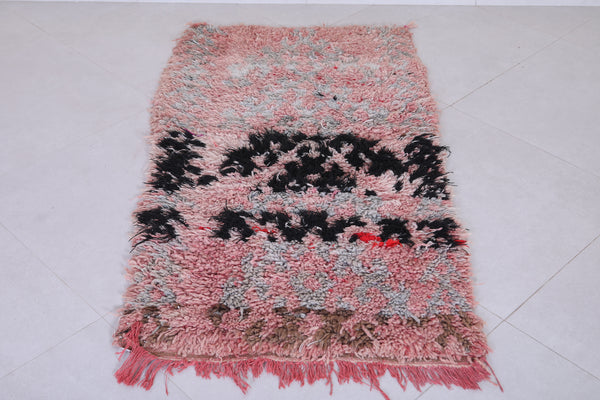 Moroccan Runner Rug – Pink & Black Abstract 2.4 x 4.7 FT