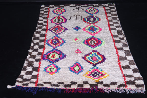 Colorful azilal berber Moroccan carpet - 4.1 FT X 7.2 FT | Handwoven vibrant rug