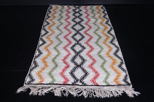 3.8 FT X 6.9 FT Colorful zigzag azilal Moroccan rug - Handmade multicolor design