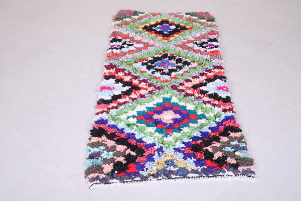 Artistic boucherouite runner rug – Multicolor geometric Art | 2.5 x 5.8 FT