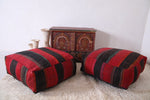 Two Amazing berber Moroccan two old rug poufs