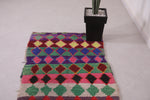 Handmade berber moroccan Boucherouite rag 3.1 FT X 5.9 FT