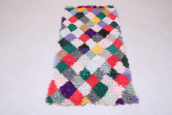Diamond pattern Moroccan runner rug - Multicolor bohemian decor | 2.5 x 6.3 FT