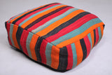 Two Moroccan colorful kilim woven berber rug poufs