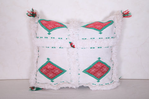 Moroccan pillow white 14.9 INCHES X 17.3 INCHES