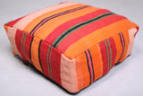 Two moroccan handwoven kilim old woven rug poufs