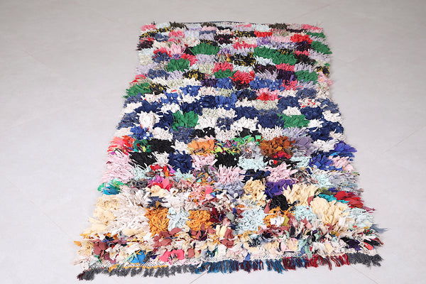 Colorful Moroccan Boucherouite Runner Rug - 3 FT X 6.4 FT | Eco-Friendly Handcrafted Carpet