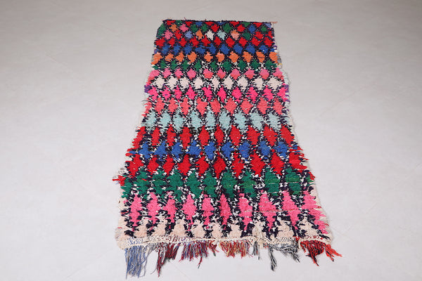 Moroccan boucherouite hallway carpet - 2.9 FT X 8 FT | Vibrant handmade runner